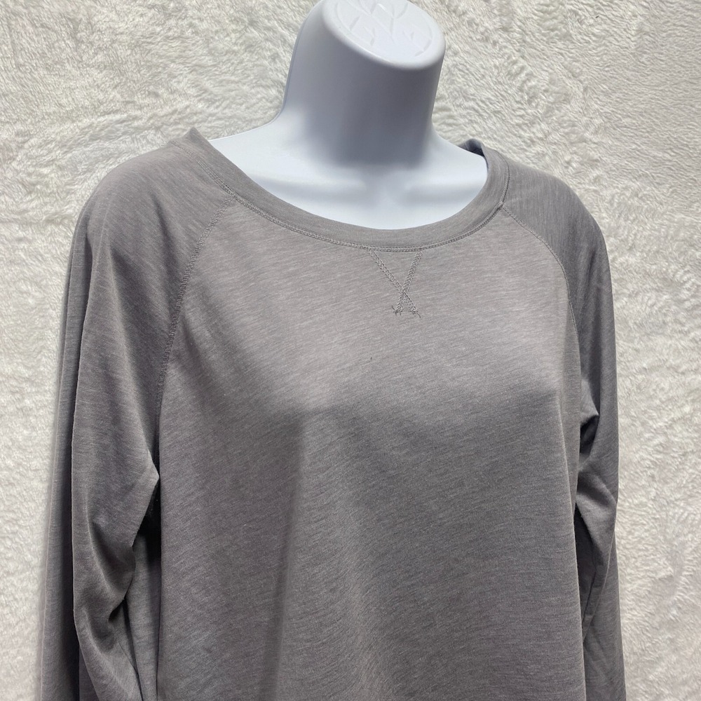 C&C California Cropped Shirt Womens Large Gray Round Neck Workout Travel Lounge